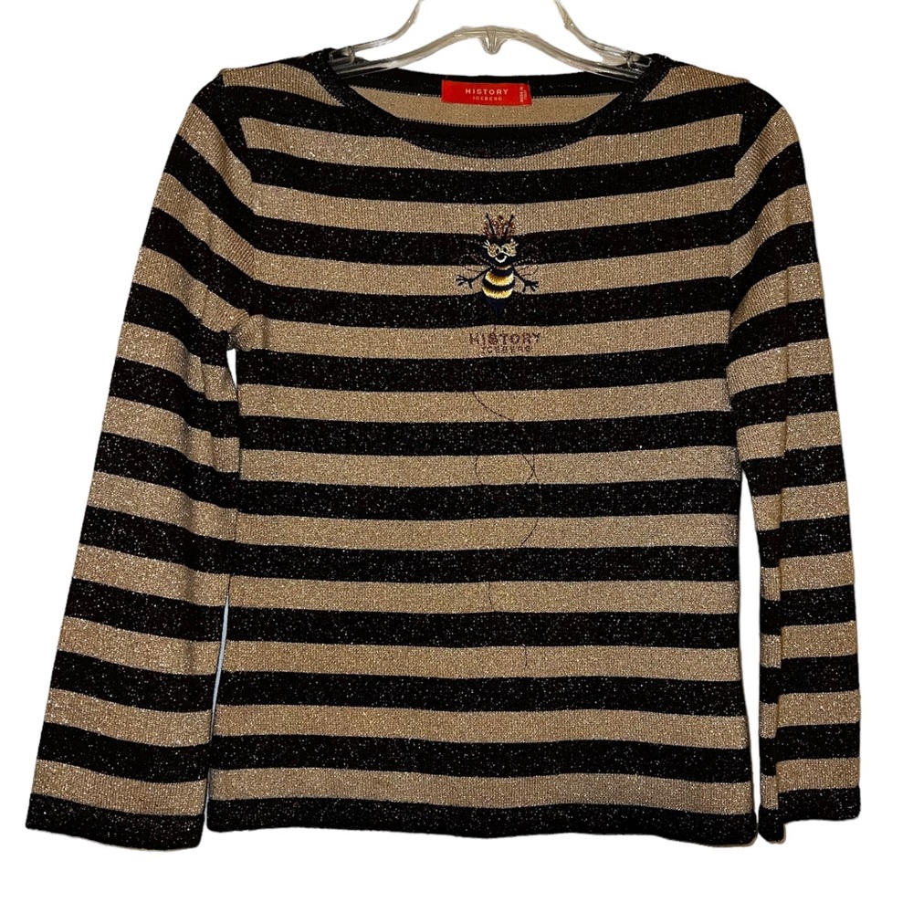 Vintage Rare Iceberg History Bumblebee Striped Sweater Brown/Gold Sz 42/S